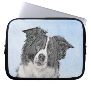 Border Collie Painting - Cute Original Dog Art Laptop Sleeve