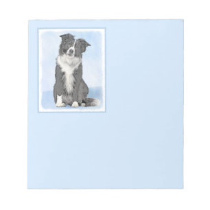Border Collie Painting - Cute Original Dog Art Notepad