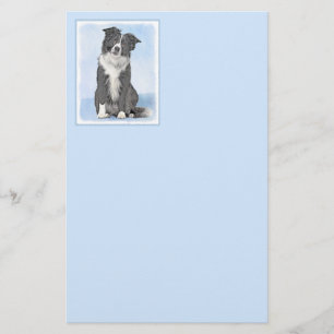 Border Collie Painting - Cute Original Dog Art Stationery