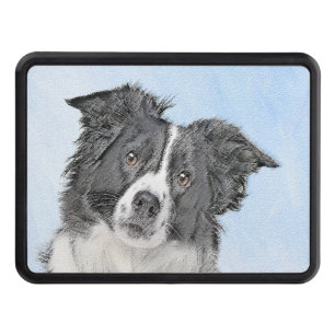 Border Collie Painting - Cute Original Dog Art Trailer Hitch Cover