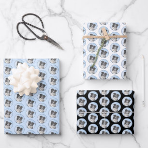 Border Collie Painting - Cute Original Dog Art Wrapping Paper Sheet