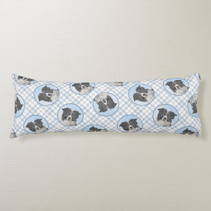 Border Collie Painting Rough Black & White Dog Art Body Pillow
