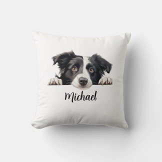 Border Collie Peeking Dogs Sublimation Bundle  Throw Pillow