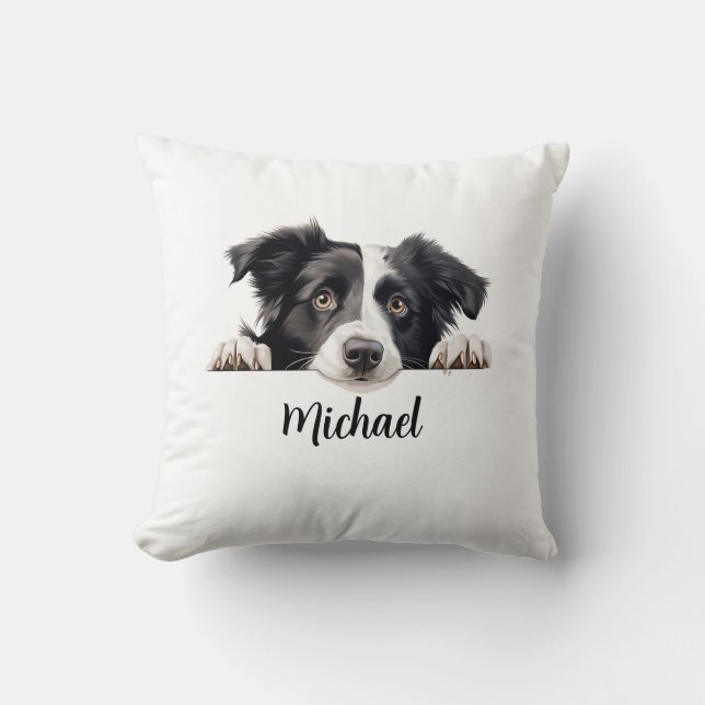 Border Collie Peeking Dogs Sublimation Bundle  Throw Pillow (Front)