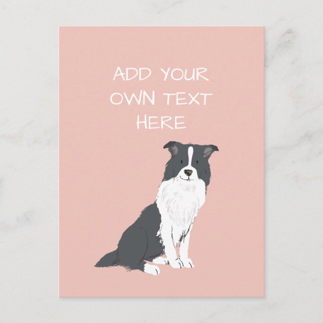 Border Collie Personalised Dog Name Postcard (Front)