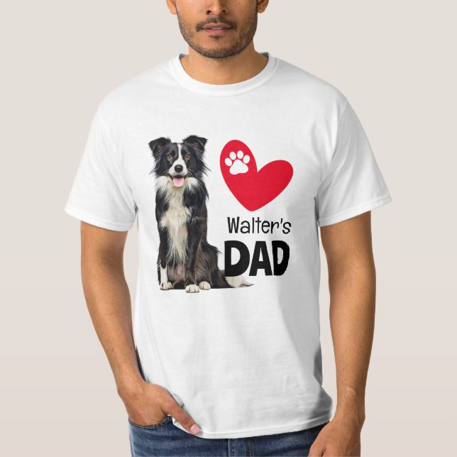 Border Collie Personalized Dad T-Shirt (Front)