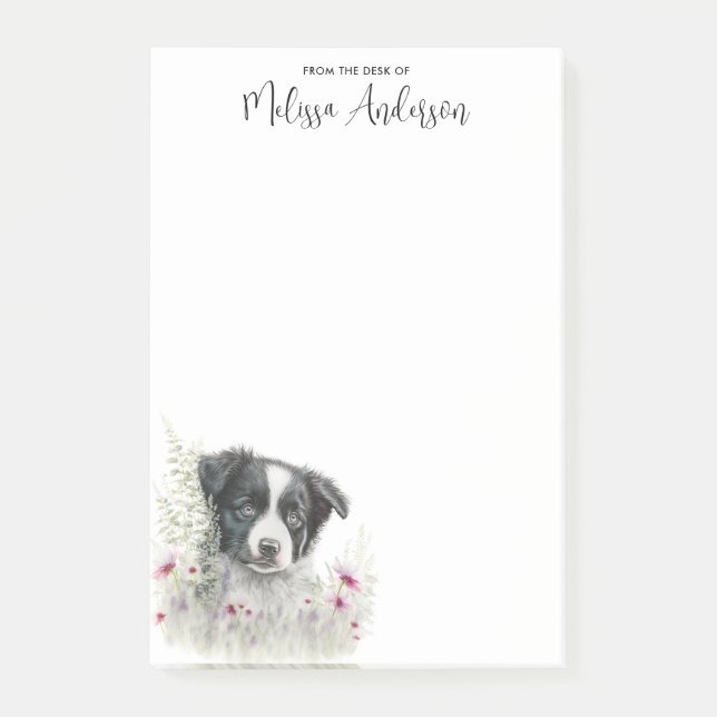 Border Collie Personalized Dog Lover Cute Puppy Post-it Notes (Front)