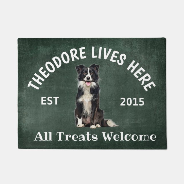 Border Collie Personalized Dog Lover Doormat (Front)