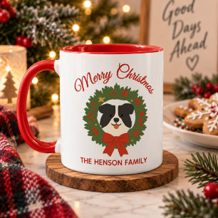 Border Collie Personalized Family Christmas Mug
