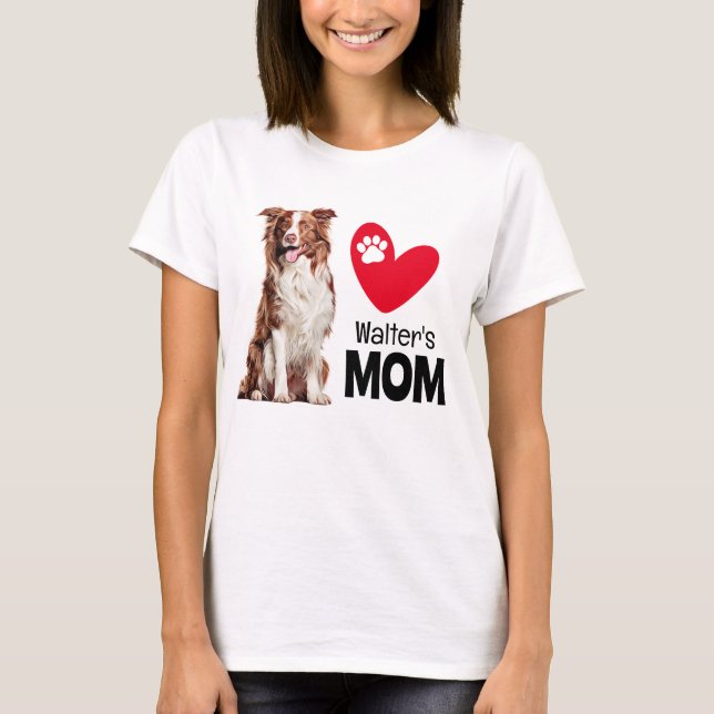 Border Collie Personalized Mom T-Shirt (Front)