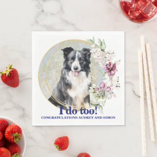 Border Collie Pet Wedding Napkins With Dogs Photo