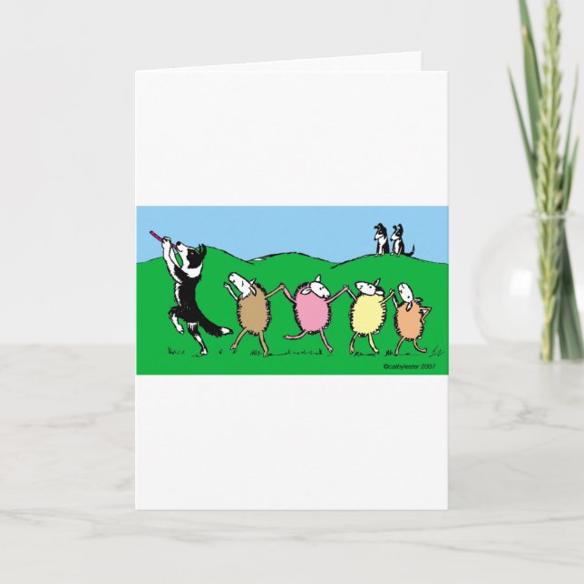 Border Collie Pied Piper Card (Front)