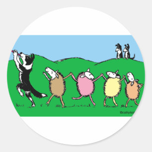 Border Collie Pied Piper Classic Round Sticker