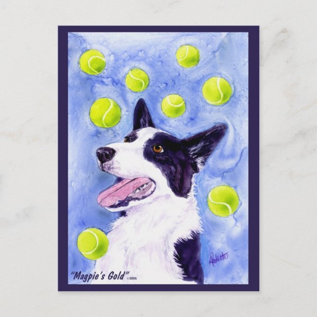 Border Collie Postcard - "Magpie's Gold" (Front)