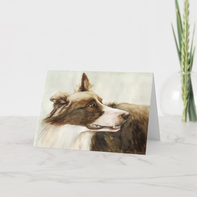 "Border Collie Profile" Art Greeting Card (Front)