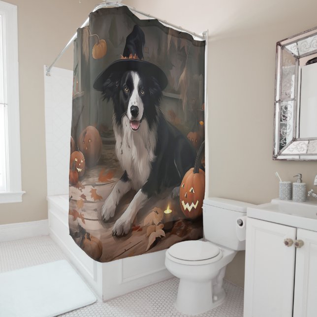 Border Collie Pumpkins Halloween Scary  (In Situ)