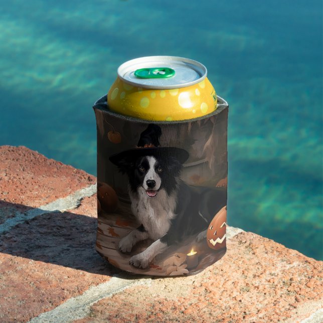 Border Collie Pumpkins Halloween Scary  Can Cooler (In Situ Pool)