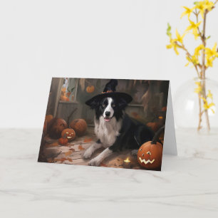 Border Collie Pumpkins Halloween Scary  Card