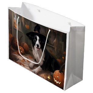 Border Collie Pumpkins Halloween Scary  Large Gift Bag