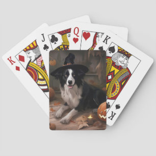 Border Collie Pumpkins Halloween Scary  Playing Cards