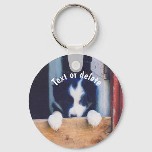 Border Collie Puppy Dog Personalized Keychain