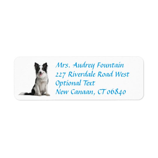 Border Collie Puppy Dog Return Address Label