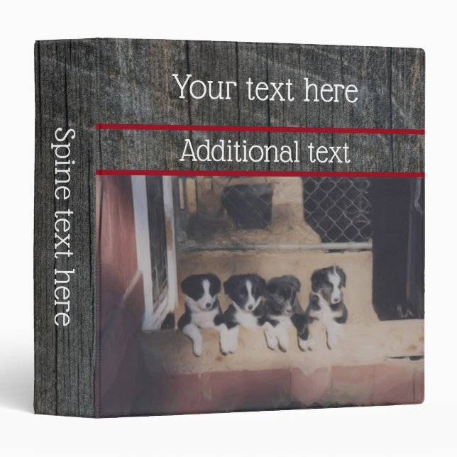 Border Collie Puppy Litter Painting Personalized Binder (Front/Spine)