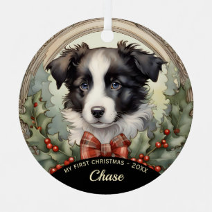 Border Collie Puppy's First Christmas Ornament