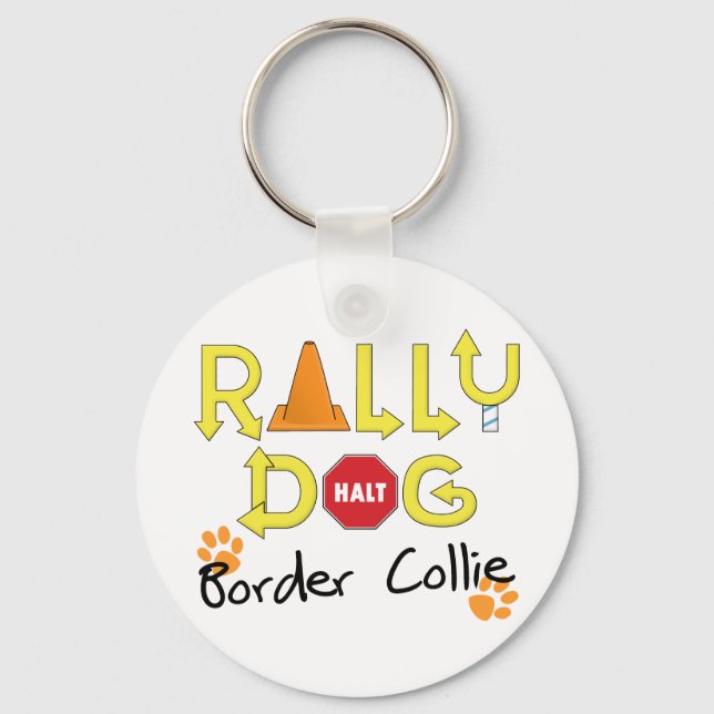 Border Collie Rally Dog Keychain (Front)