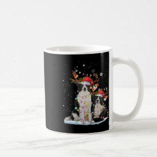 Border Collie Reindeer Santa Hat Xmas Lights Chris Coffee Mug