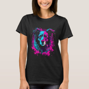 Border Collie Retro Vaporwave Design T-Shirt