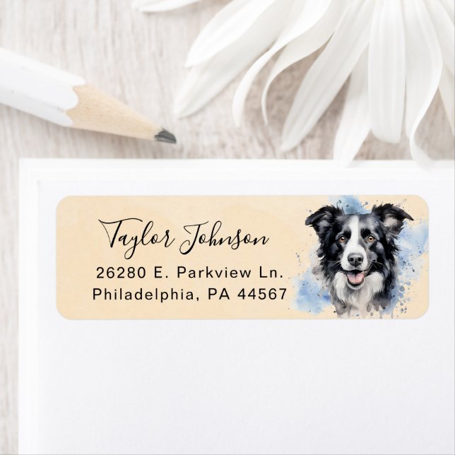 Border Collie Return Address Label (Insitu)