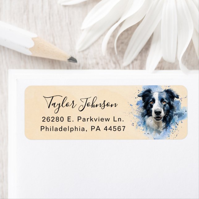 Border Collie Return Address Label (Insitu)