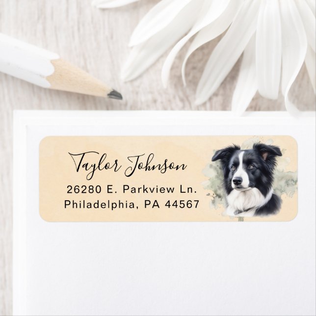Border Collie Return Address Label (Insitu)