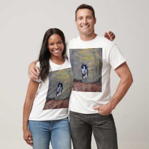 border collie running in woods T-Shirt