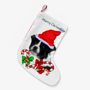 Border Collie Santa Hat Christmas Small Christmas Stocking