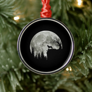 Border Collie silhouette On Mountain Halloween Dog Metal Ornament