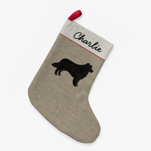 Border Collie Silhouette with Custom Text Small Christmas Stocking