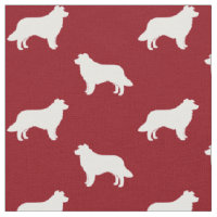 Border Collie Silhouettes Red and White Patterned