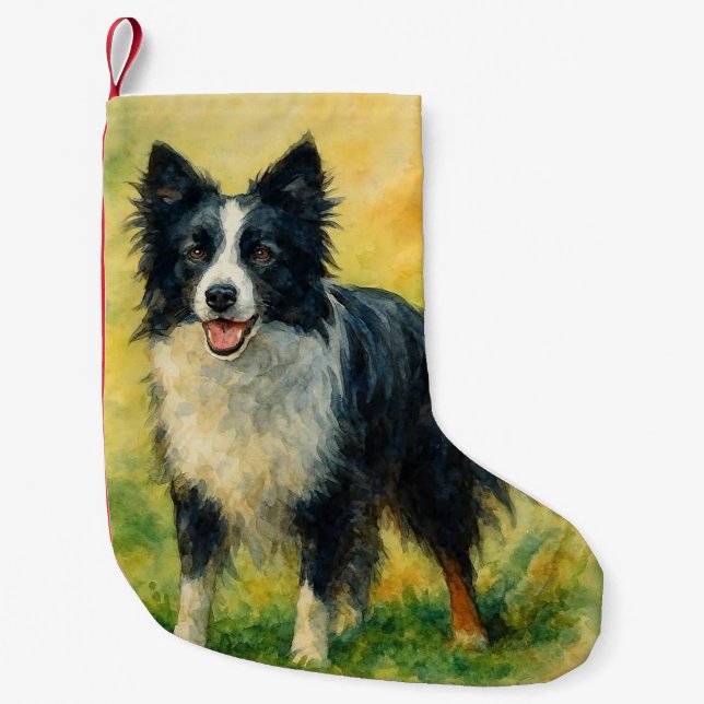 Border Collie Small Christmas Stocking (Front)