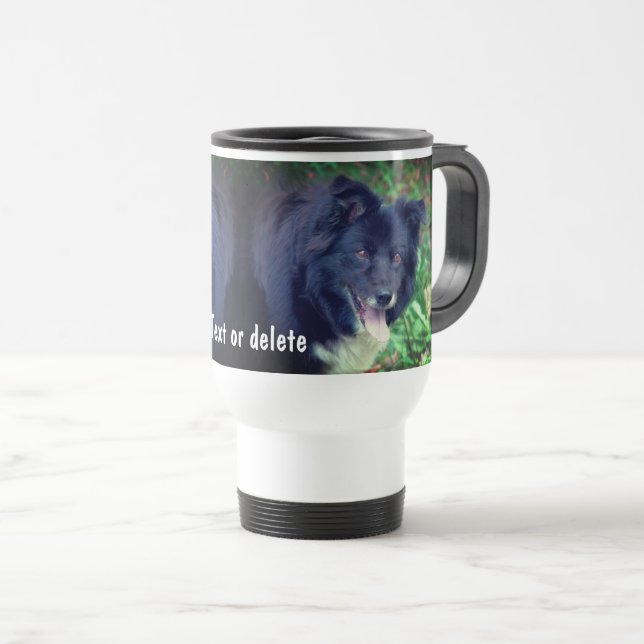 Border Collie Smiling Cute Personalized  Travel Mug (Front Right)