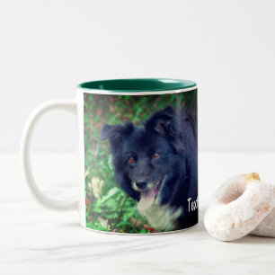 Border Collie Smiling Cute Personalized Two-Tone Coffee Mug