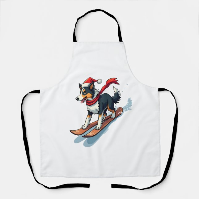 Border Collie Snowboarder dog Apron (Front)