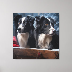 Border Collie Snowy Sleigh Christmas Decor  
