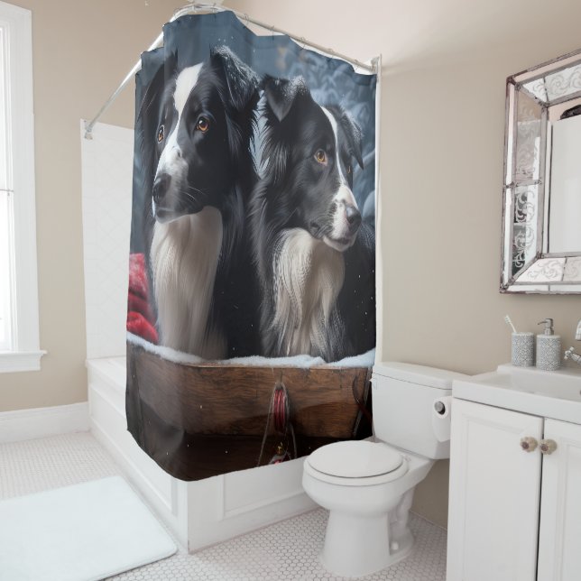 Border Collie Snowy Sleigh Christmas Decor  (In Situ)