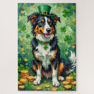 Border Collie St Patrick’s Day Lucky Dog Jigsaw Puzzle