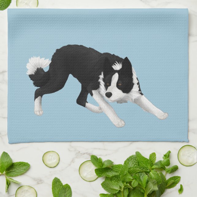Border Collie Stare Kitchen Towel (Folded)