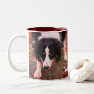 Border Collie Stare Personalized Two-Tone Coffee Mug