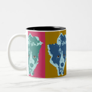 Border Collie Stare Pop Art Two-Tone Coffee Mug