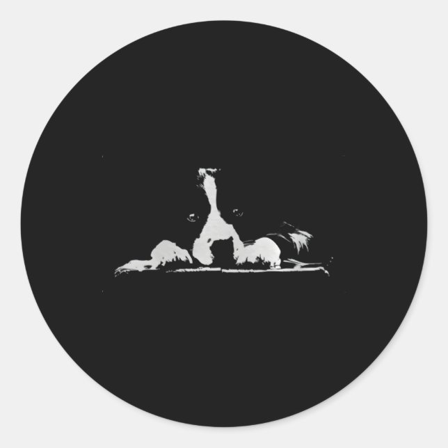 Border Collie Stare White Minimalistic Classic Round Sticker (Front)